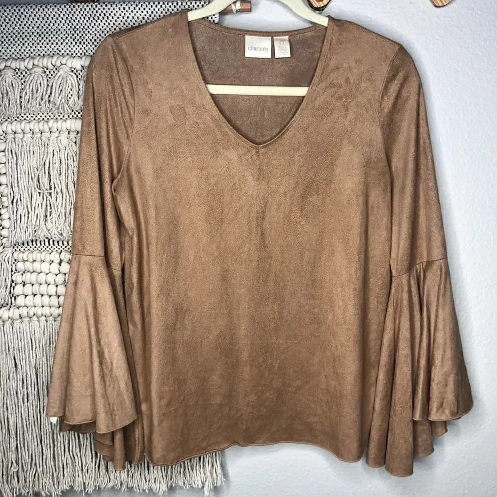 Chico’s Tan Bell Sleeve Top